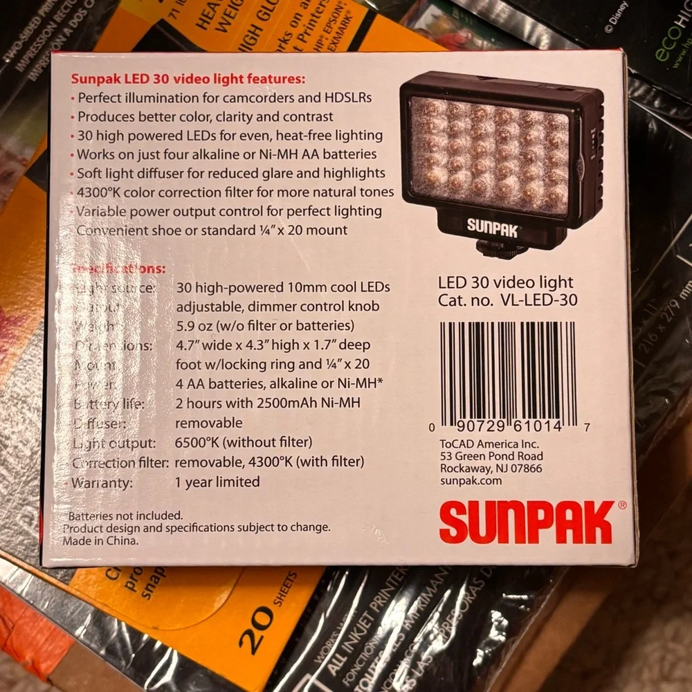 Sunpak LED 30 Video Light - Black
